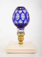 Pair of American Cobalt Blue Overlay Glass Newell Posts