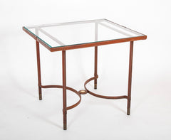 Leather Wrapped Games Table Attributed to Jacques Adnet