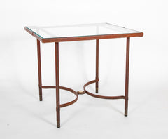 Leather Wrapped Games Table Attributed to Jacques Adnet