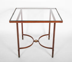 Leather Wrapped Games Table Attributed to Jacques Adnet