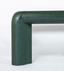 Karl Springer Green Embossed Leather Glass Top Coffee Table