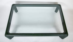 Karl Springer Green Embossed Leather Glass Top Coffee Table