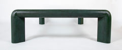 Karl Springer Green Embossed Leather Glass Top Coffee Table