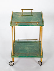 Mid-Century Aldo Tura Goatskin Covered "Carrello-Bar" or Rolling Cart