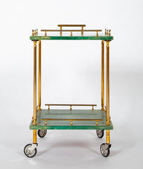 Mid-Century Aldo Tura Goatskin Covered "Carrello-Bar" or Rolling Cart