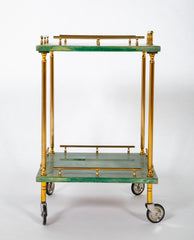 Mid-Century Aldo Tura Goatskin Covered "Carrello-Bar" or Rolling Cart