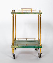 Mid-Century Aldo Tura Goatskin Covered "Carrello-Bar" or Rolling Cart