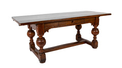 Danish Baroque Oak and Pine Table with Elaborate Formed Carved Legs