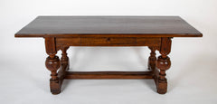 Danish Baroque Oak and Pine Table with Elaborate Formed Carved Legs