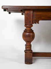 Danish Baroque Oak and Pine Table with Elaborate Formed Carved Legs