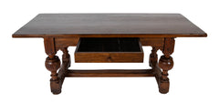 Danish Baroque Oak and Pine Table with Elaborate Formed Carved Legs