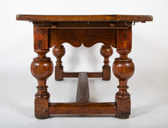 Danish Baroque Oak and Pine Table with Elaborate Formed Carved Legs