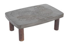 A Roger Capron Lead Wrapped Coffee Table with Incised Bird on Table Top