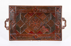 Geometrically Inlaid Wooden Serving Tray