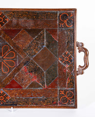 Geometrically Inlaid Wooden Serving Tray