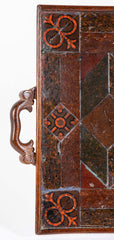 Geometrically Inlaid Wooden Serving Tray