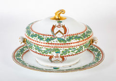 An English Covered Tureen on Stand Having an Armorial Crest