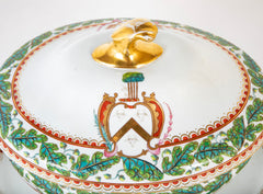 An English Covered Tureen on Stand Having an Armorial Crest