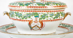 An English Covered Tureen on Stand Having an Armorial Crest