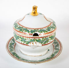 An English Covered Tureen on Stand Having an Armorial Crest