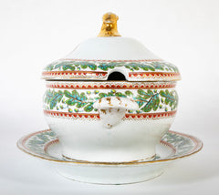 An English Covered Tureen on Stand Having an Armorial Crest