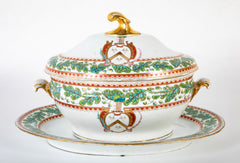 An English Covered Tureen on Stand Having an Armorial Crest