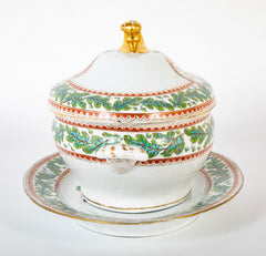 An English Covered Tureen on Stand Having an Armorial Crest