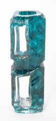 "Argos" Vase of Teal Ground with Clear Panels by Daum