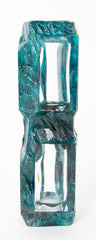 "Argos" Vase of Teal Ground with Clear Panels by Daum