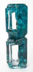 "Argos" Vase of Teal Ground with Clear Panels by Daum