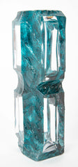 "Argos" Vase of Teal Ground with Clear Panels by Daum