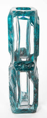 "Argos" Vase of Teal Ground with Clear Panels by Daum