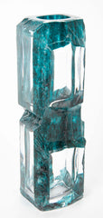 "Argos" Vase of Teal Ground with Clear Panels by Daum