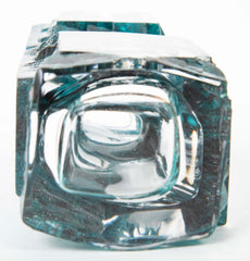 "Argos" Vase of Teal Ground with Clear Panels by Daum