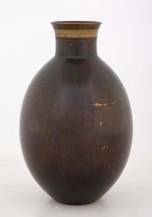 Just Andersen Ovoid Shape Patinated Bronze Vase   Design B2056