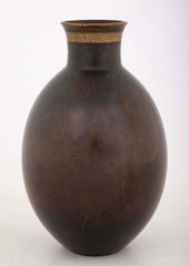 Just Andersen Ovoid Shape Patinated Bronze Vase   Design B2056