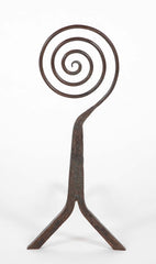 A Pair of Flat Spiral Form Iron Andirons