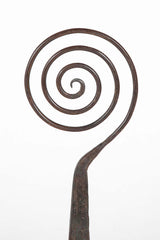 A Pair of Flat Spiral Form Iron Andirons