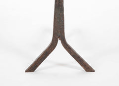 A Pair of Flat Spiral Form Iron Andirons