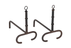 Pair of Mid-Century Iron Andirons Attributed to Jacques Adnet