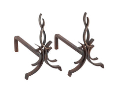 Pair of Black Wrought Iron Andirons by Raymond Subes