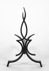 Pair of Black Wrought Iron Andirons by Raymond Subes