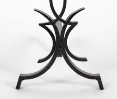 Pair of Black Wrought Iron Andirons by Raymond Subes