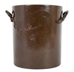 Chinese Bronze Urn with Low Relief Prunus Blossoms & Gnarled Branch Shaped Handles