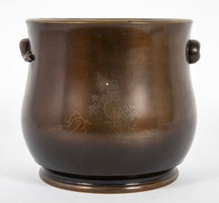 Japanese Bronze Brazier with Two Cloud Form Applied Handles