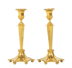 Pair of Early 19th Century Russian Neoclassical Gilt Candlesticks