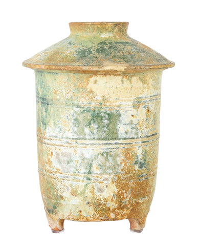 Chinese Han Dynasty Green Glazed Pottery Granary Vase