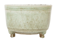 Chinese Longquan Celadon Censor with Geometric Design & Incised Rings