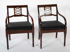 Set of 4 Empire Mahogany Armchairs with "Diamond Trellis" Back Splats