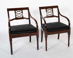 Set of 4 Empire Mahogany Armchairs with "Diamond Trellis" Back Splats